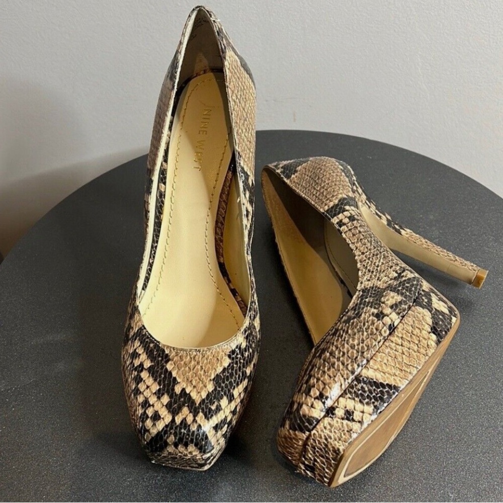 Nine West Hope Float 4.75” Stiletto Heals Snake Pump 7.5 NWBO
